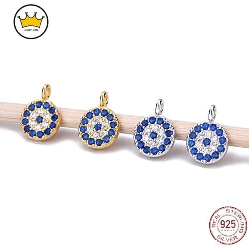 2pcs/Lot Sterling Silver Color Personality Micro-inlaid Zircon Round Connection Pendant DIY Bracelet Necklace Accessories
