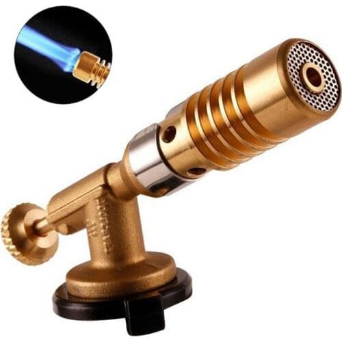 Brass Changable Gas Torch Flame Blowtorch Copper Flame Butane Gas Airbrush Lighter Heating Welding Outdoor Camping BBQ