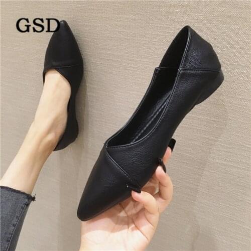 New Flat Shoes Woman Sweet Flats Shallow Pointed Toe Women Boat Shoes Black Slip On Ladies Loafers Spring/Autumn Women Flats