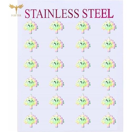 Fashion OL Lady Earrings Color Tree Accessories Christmas Gift Stainless Steel Jewelry Wholesale 12 Pairs