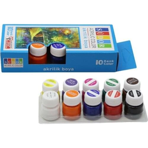 Südor Acrylic Paint Set 10 Pcs Color 20ML Acrylic Paints Painting Drawing Set Powder Brushes Colors Paint Crafts oil