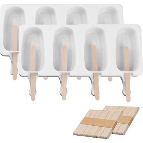 New 2 Pcs Silicone sicle Molds Baking Mini Homemade Ice Cream Bar Cakesicle Mold with 100 Wooden Sticks