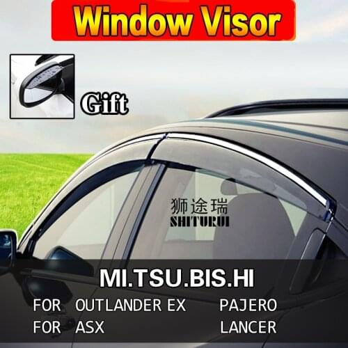 Window Visor Vent Sun Rain Deflector Guard For MITSUBISHI OUTLANDER EX PAJERO V97 V93 V73 V75 V77 V98 pajero sport ASX Lancer EX