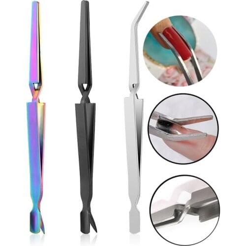 Stainless Steel Nail Tweezers for UV Gel Tips C Curve Pinchers Shaping Sculpture Clip Nail Art Clamp Manicure Tools