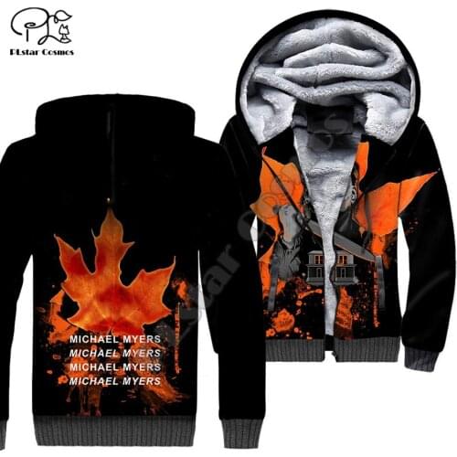 PLstar Cosmos Halloween Movie Michael Myers Horror Terror Men/Women 3DPrint Autumn Winter Warm Coat Fleece Jacket Zip Hoodies A4