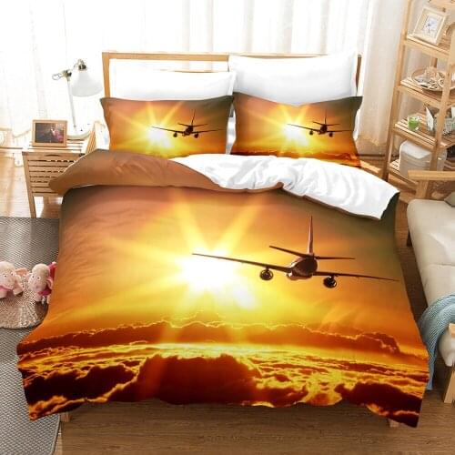 Dropshipping SINGLE only 1 Pillowcase Airplane Pattern Queen Size Bedding For Boys Aircraft Duvet Cover Set Bedding Planes gife