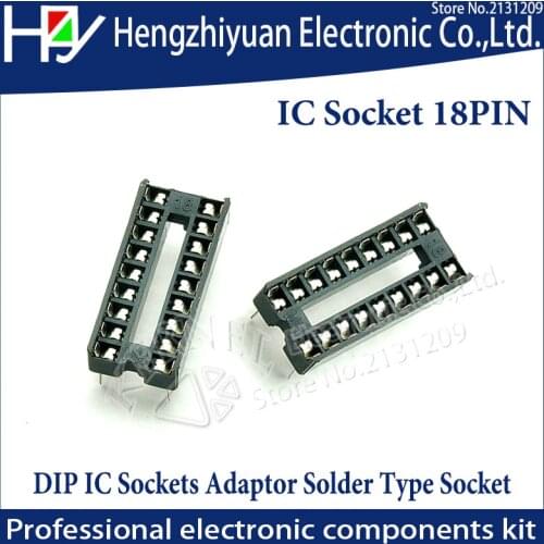 Hzy IC Sockets 18pin 10PCS/lot 2.54mm Through Hole Stamped pin Open Frame Dip Socket,Pitch Through Hole Dip Sockets Connectors