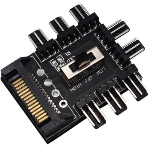 NEW 1 To 8 Way Splitter Cooler Cooling Fan Hub 3pin 12V Power Socket PCB Adapter 2 Level Speed Control PC Computer IDE Molex