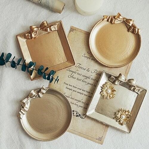 Retro Nordic Retro Plate Round Square Tea Pot Cake Storage Tray Home Wedding Decorative Dessert Jewelry Display Plates