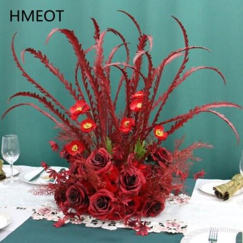 Luxury Custom Reed Garss Artifical Flower Ball Wedding Props Table Centerpieces Silk Flower Bouquet Home Party Window Decoration