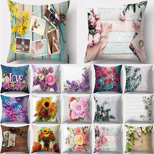 Pink Rose Flower Pattern Decorative Cushions Pillowcase 45x45cm Peach Skin Cushion Cover Throw Pillow Sofa Decor Pillowcover