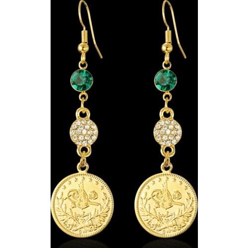 Vintage Ethnic Style Gold Plated Tassels Dangle Earrings Charm Crystal Long Earrings Cocktail Party Bridal Earrings Jewelry