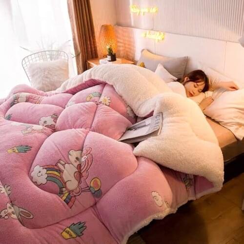 Thickened warm lamb velvet comforter winter duvet quilt double 5kg double-sided duvet core snowflake velvet blanket winter duvet