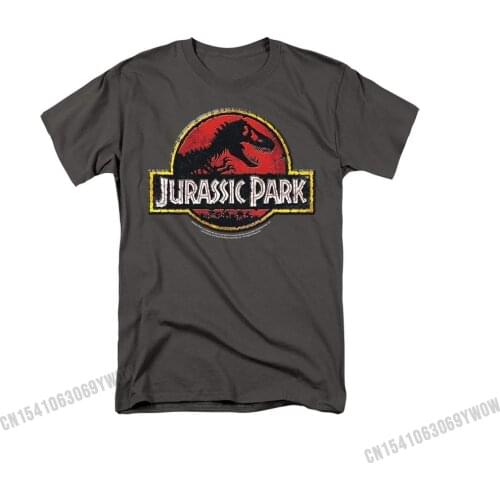 Jurassic Park Mens T-Shirt Stone Logo T Shirt Fitness Tight Fashion Mens Tops Shirt Fitness Tight Cotton