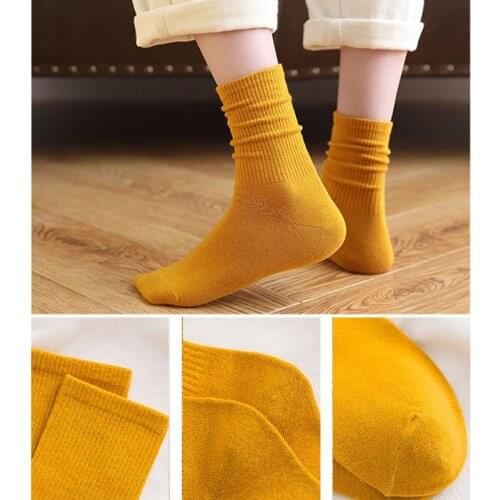 Spring Striped Pile Pile Socks For Women Solid Color Loose Cotton Socks Soft Breathable Long Socks Japanese Style Students Sox