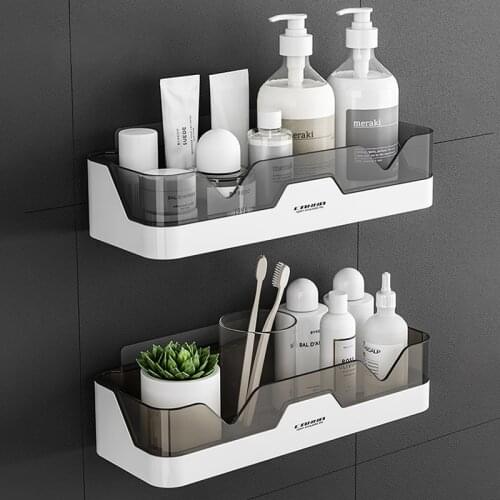 Waterproof Wall-mounted Plastic Storage Shelf Fashion Simple Style Shower Organizer Rack Kitchen And Bathroom Storage Holder