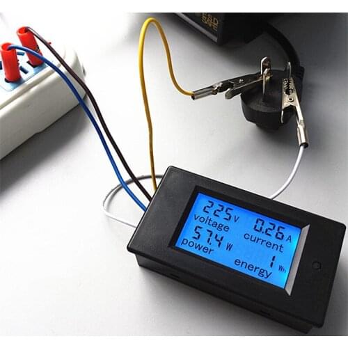 5PCS Energy Meter Voltage Current Power 80-260V/20A AC Voltmeter Ammeter Blue Backlight Overload Alarm Function for Indoor