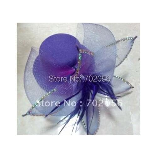 Handmade Veil Feather Stone Pin-up Fur Fascinator Hair Clip Top Hat Wedding Fascinator 40pcs/lot#1953