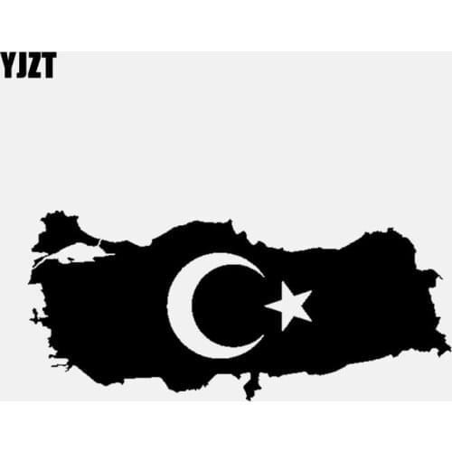 YJZT 15.2CM*6.9CM Turkey Flag Car Sticker Islam Vinyl Decal Decor Black/Silver C3-1164