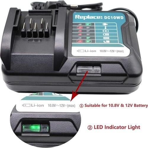 Charger AC100-260V Replace for MAKITA battery 10.8V 12V BL1016 BL1040B BL1015B BL1020B BL10DC10SA CL107FDZ CL107FDWY CL107DWM