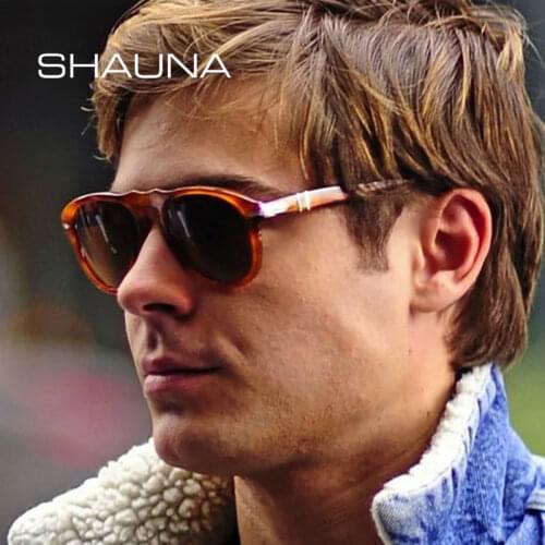 SHAUNA Retro Polarized Pilot Sunglasses Men Brand Designer Amber Frame Blue Mirror Shades Women UV400