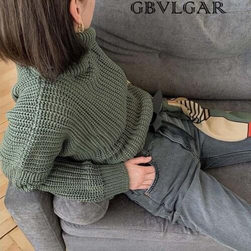 GBVLGAR Women Thick Long Sleeve Sweaters Autumn Winter Knitted Turtleneck Sweater Female Solid Cashmere Pullovers Loose Tops