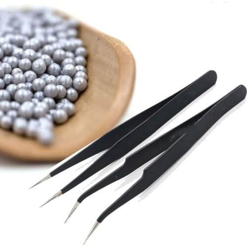 1/2pcs Anti-static Elbow and Straight Stainless Steel Tweezers Cake Decoration Sugarcraft Tool Curved Straight Nail Tweezers