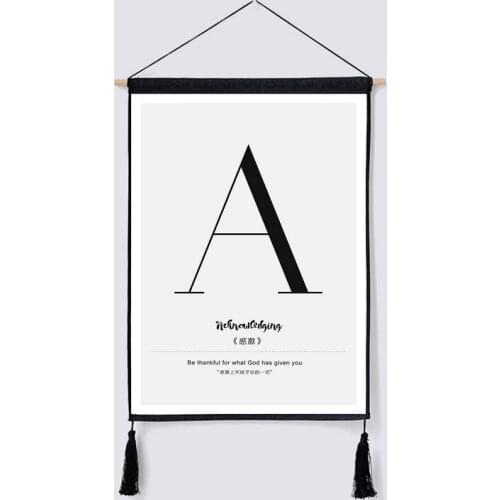 1 Piece Nordic Poster Ins Wall Painting black and white alphabet Cotton Line Decorative Paintings for Living Room 45*65 cm