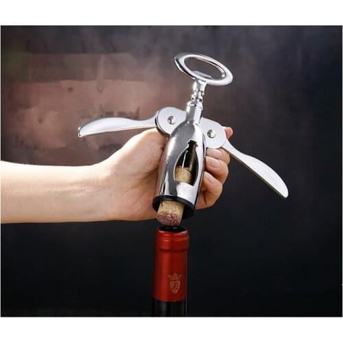 1PC Professional Stainless Steel Wine Bottle Opener Handle Pressure Corkscrew Red Wine Opener Kitchen Accessory Bar Tool KX 134