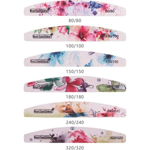 100pcs/lot Grey-Flower Nail Files Double Sided Nails File Acrylic Gel 100 180 150 240 320 Grit Endurance Files & Buffers,HJ57676