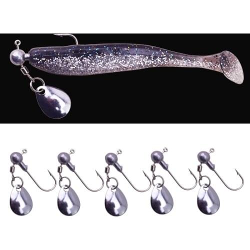 5Pcs/lot Rotate Metal Spinner Lead Jig Head Fishing Hook 2g - 4g Jig Hooks For Soft Fishing Lure Carbon Steel Fish hooks WD-067