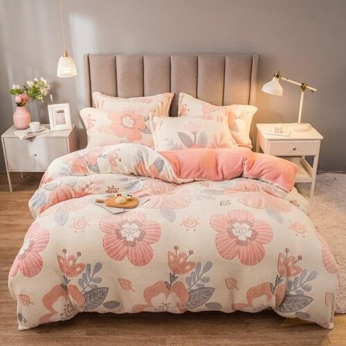 Queen 7D Snowflake Velvet Bedding Set Flower Fleece Winter Duvet Cover Bedlinen Dinosaur Kids Adult Christmas Gift Home Textile