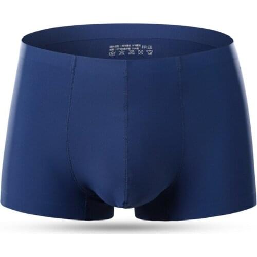 Ice Silk Seamless Large Size Male Underwear Solid Soft U Pouch Sexy Mens Boxer Shorts 4XL High Quality Man Boxers Underpants