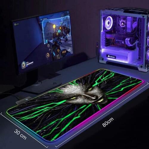 System Shock DIY Gaming Mouse Pad Large Anime Mousepad RGB Computer Mouse Pad Gamer Mause Pad LED Backlit Mat Keyboard Desk Mat