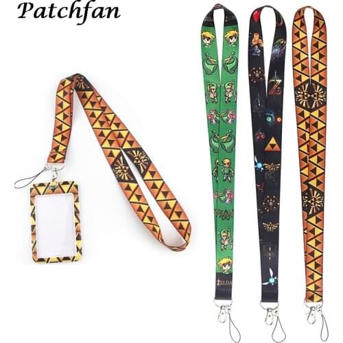 AD125 Patchfan Cartoon keychain Lanyard Webbing Ribbon Neck Strap Fabric Para Badge Phone Holders Necklace Card Cover