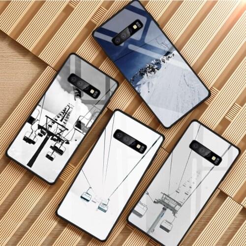 Ski lift Tempered Glass Phone Case For Samsung Galaxy S8 S9 S10 S20 PLUS J8 J6 J4 2018 NOTE 8 9 10 Cover Shell
