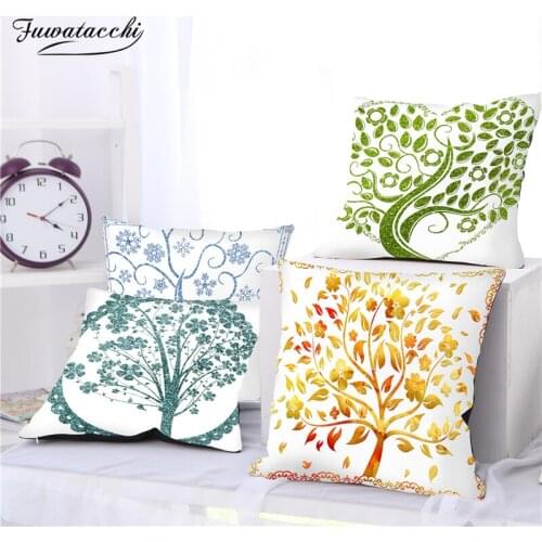 Fuwatacchi Plant Tree Printed Cushion Cover Decorative Pillow Case Home Decor Living Room Sofa Seat Couch 45x45cm Pillows Covers