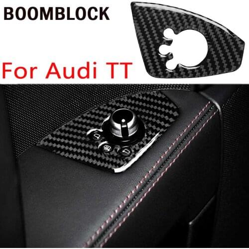 BOOMBLOCK Car Door Button Strip Cover Trim Carbon Fiber Decorative Stickers Accessories for Audi TT 8n 8J MK123 TTRS 2008-2014