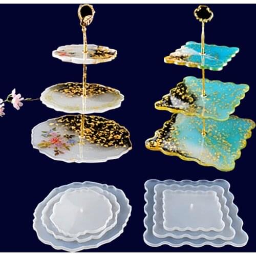 DIY Crystal Silicone Mold Three-layer Fruit Plate Tea Plate Epoxy Resin Mold for For Resin Cup pad Mould Art Home Decoration