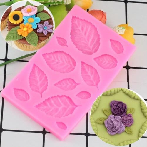 Mujiang DIY Tree Leaf Press Molding Silicone Mold Cake Decorating Fondant Molds Cake 3D Leaves Chocolate Candy Clay Mould