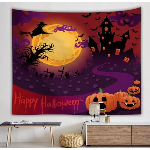 Halloween Tapestry Foreign Trade Custom Horror Halloween Tapestry Cushion Wall Hanging Hippie wall tapestry anime tapestry