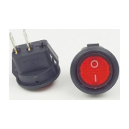 Hot sale 50PCS /LOT 15MM round red head KCD1-2 ship mini rocker switch 3A250V 2 feet 2 files
