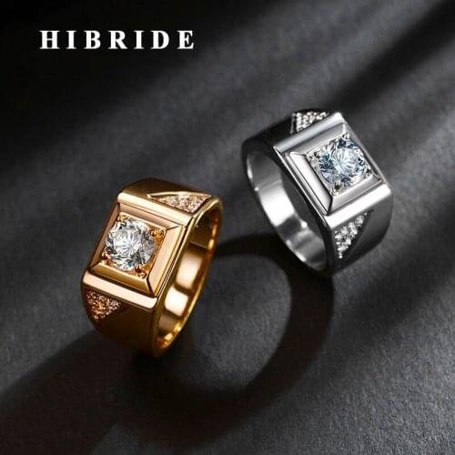 HIBRIDE New Luxury Design Gold Color Dubai Women Men Rings Fashion Jewelry Bague Femme Wedding Rings R-233