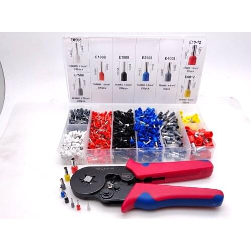HSC8 6-4 0.25-10mm2 23-10AWG crimping pliers 1200pcs terminals for tube type needle type terminal crimp self-adjusting tool