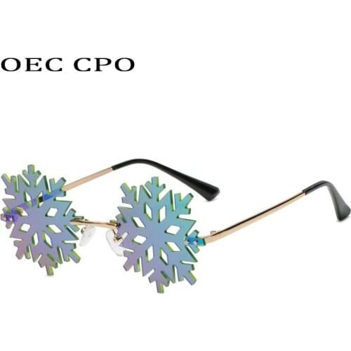 OEC CPO Personality snowflake Sunglasses Women Fashion Colorful Rimless Sun Glasses Female Eyewear UV400 Eyeglasses oculos de