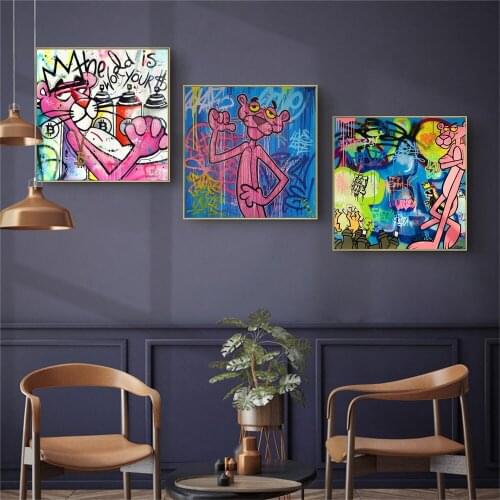 Graffiti Cartoon Art Disney Canvas Painting Anime Poster Prints Wall Kids Room Decor Home Decor The Boss Pink Panther Pictures