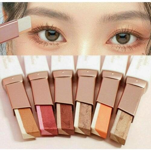 Lazy Double Color Eyeshadow Stick Two-tone Lazy Eye Long-lasting Natural Gradation Shadow Eye Waterproof Makeup Stick C8I1