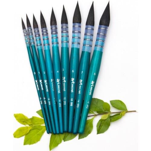 Artsecret 18SQR round authentic squirrel hair wire twisted blue wooden handle Brushes Art Supplies fat brush