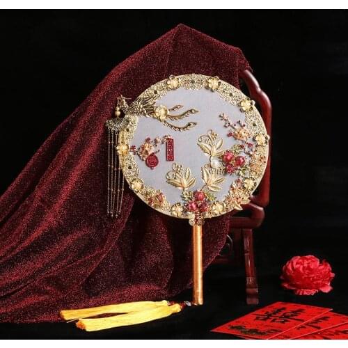 Fan round fan bride wedding photography props wedding lace fan chinese wedding fan fans wedding fan decoration