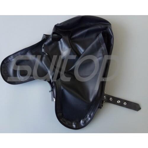 Suitop fast shipping red rubber latex hood sexy fetish breathless hood